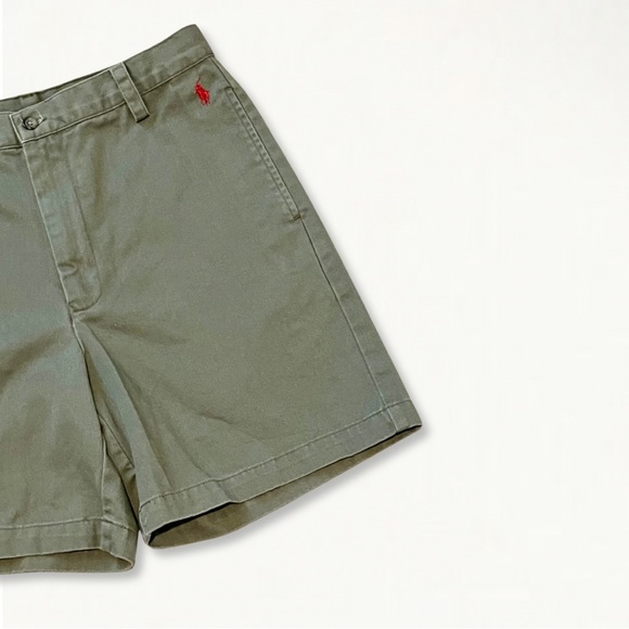 Vintage 1990s 90s Ralph Lauren Sport Cotton High-Waisted Chino Short Olive Green - Picture 3 of 12